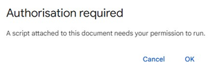 Google authorisation step 1