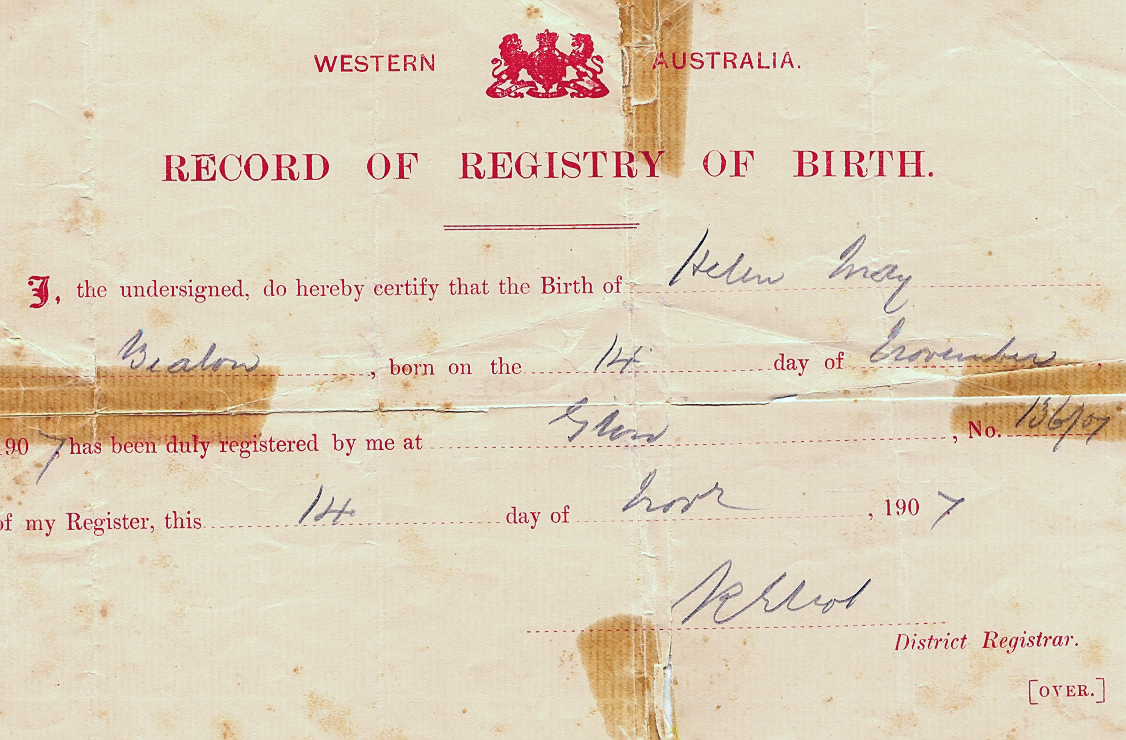 Record of Register of Birth