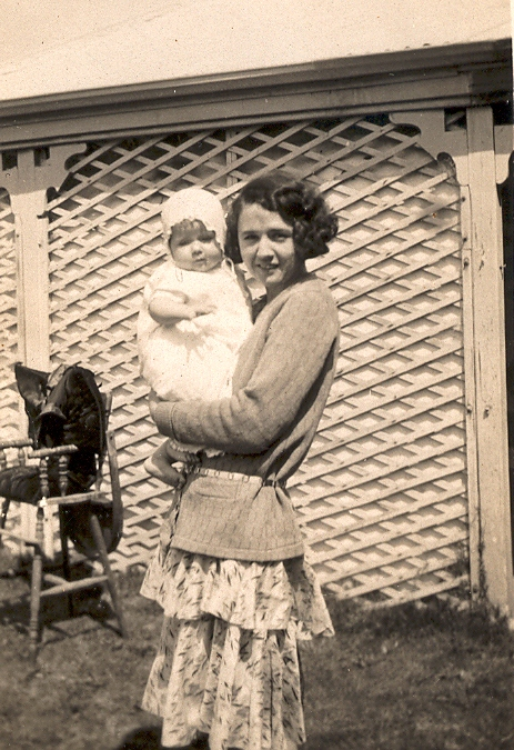 Helen Beaton holding Helen Lines (named after her