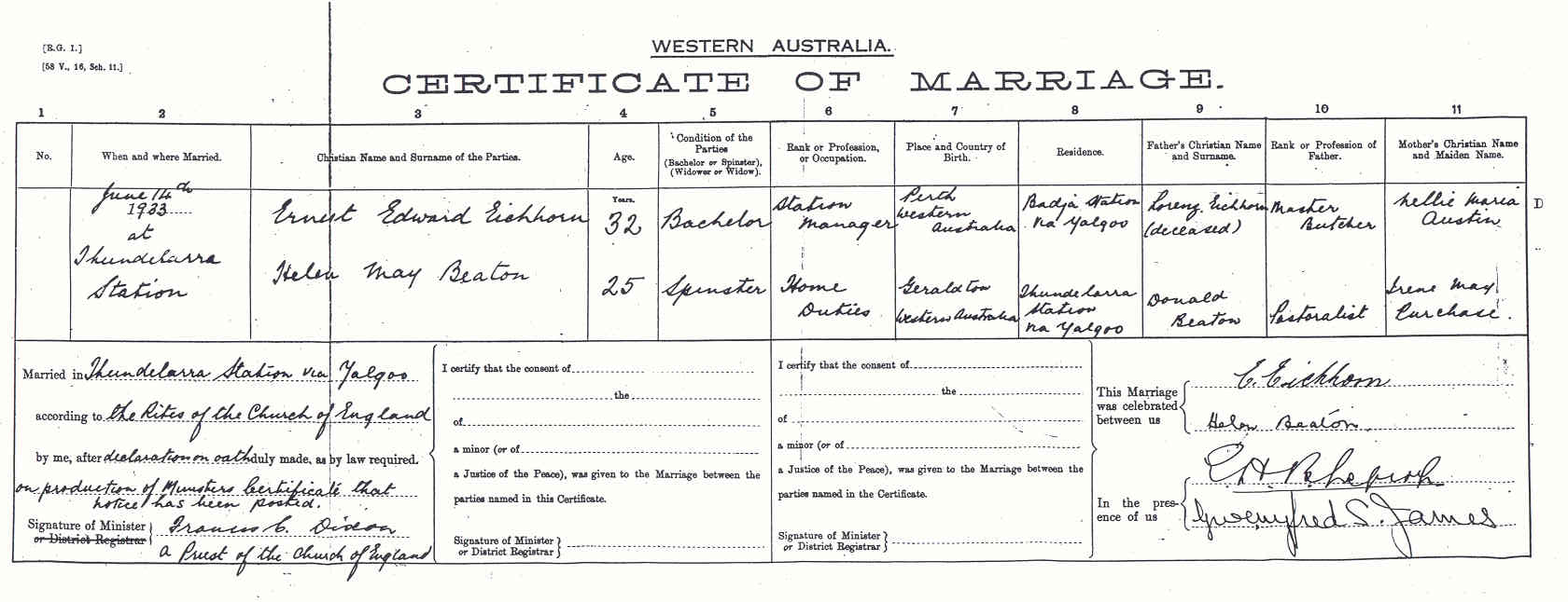 Certificate of Marriage