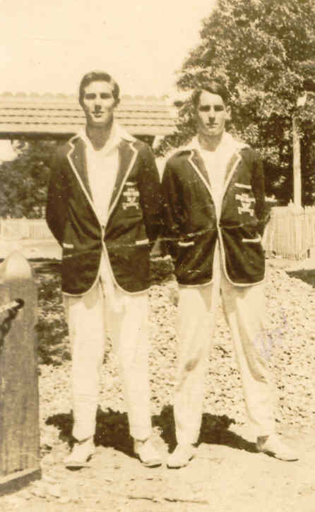 Don on right, in cricket gear.