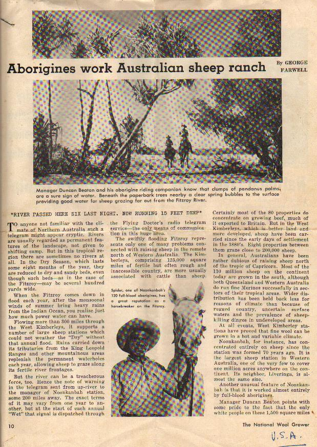 The Chapter from ‘Cape York to the Kimberleys’ published in an American magazine ”The National Wool Grower”.