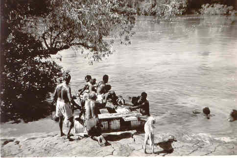 Rafting across the river