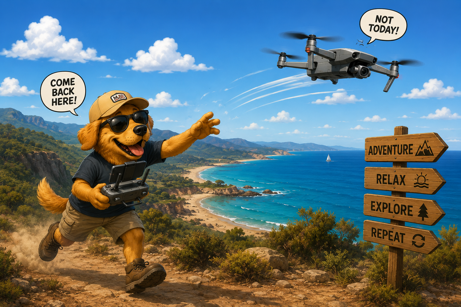 Drone flying over the coast